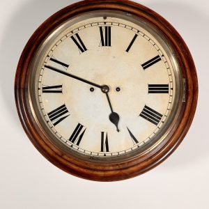 An Immaculate Large Mahogany Cased Twin Fusee Striking Wall Clock With A Thirteen Inch Dial