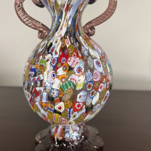 A Highly Decorated Millifiori Murano Glass Vase With Handles