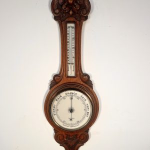 An Edwardian Oak Banjo Aneroid Wall Barometer By Stokes And Watson Manchester C.1880