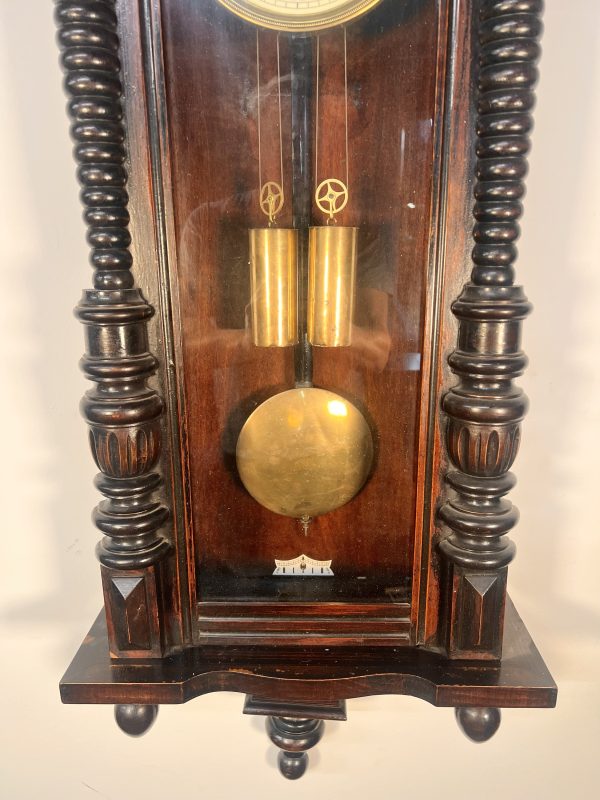 A 19th Century Walnut Cased Vienna Style Wall Clock With Twin Train Weight Driven Movement - Image 3