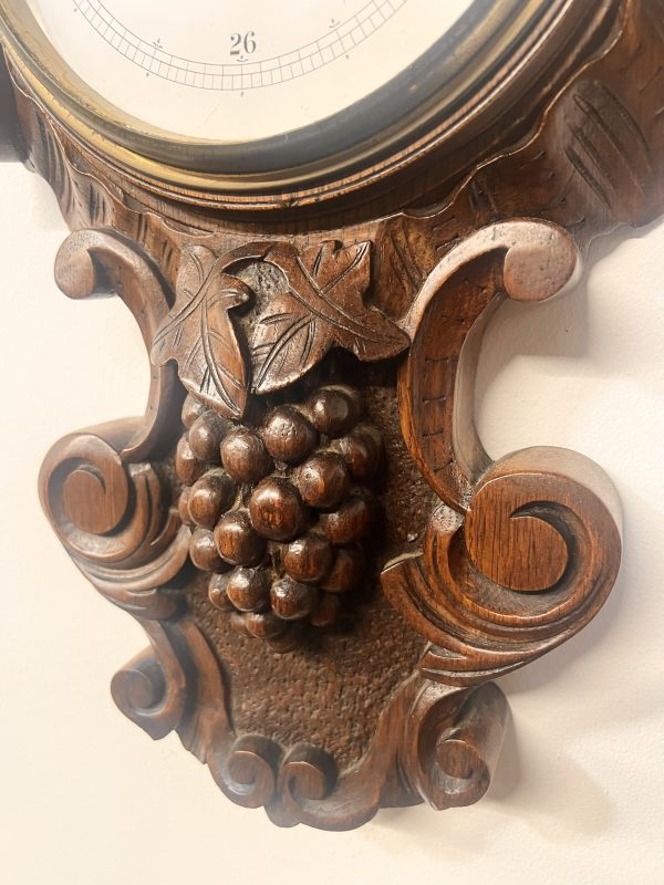 A Huge Edwardian Carved Oak Aneroid Barometer And Thermometer - Image 11