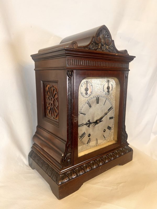 A Large Mahogany Mounted Striking Table Clock With Silvered Dial - Image 11