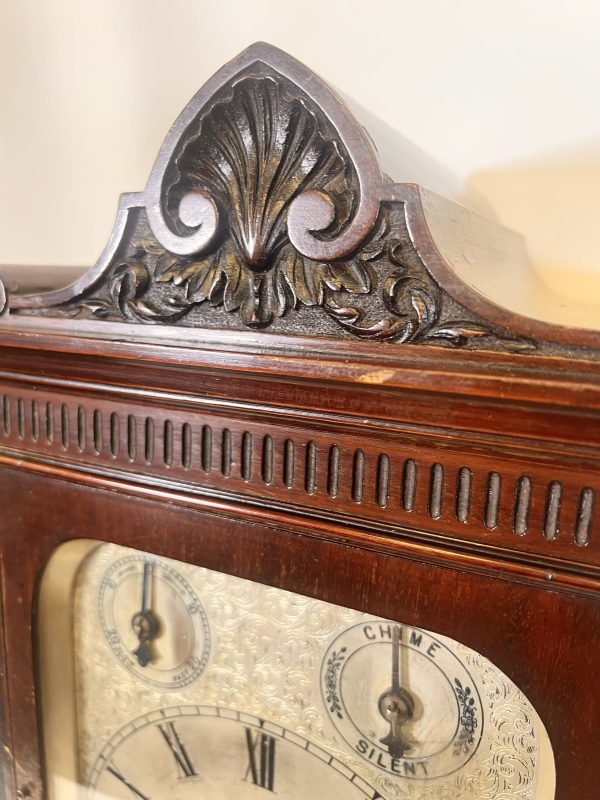 A Large Mahogany Mounted Striking Table Clock With Silvered Dial - Image 9