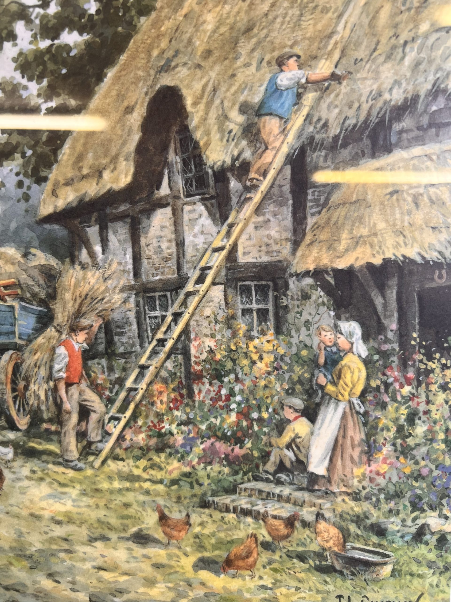 John L. Chapman Painting "Thatching" Pencil Signed Lower Right With Fine Art Guild Stamp - Image 5