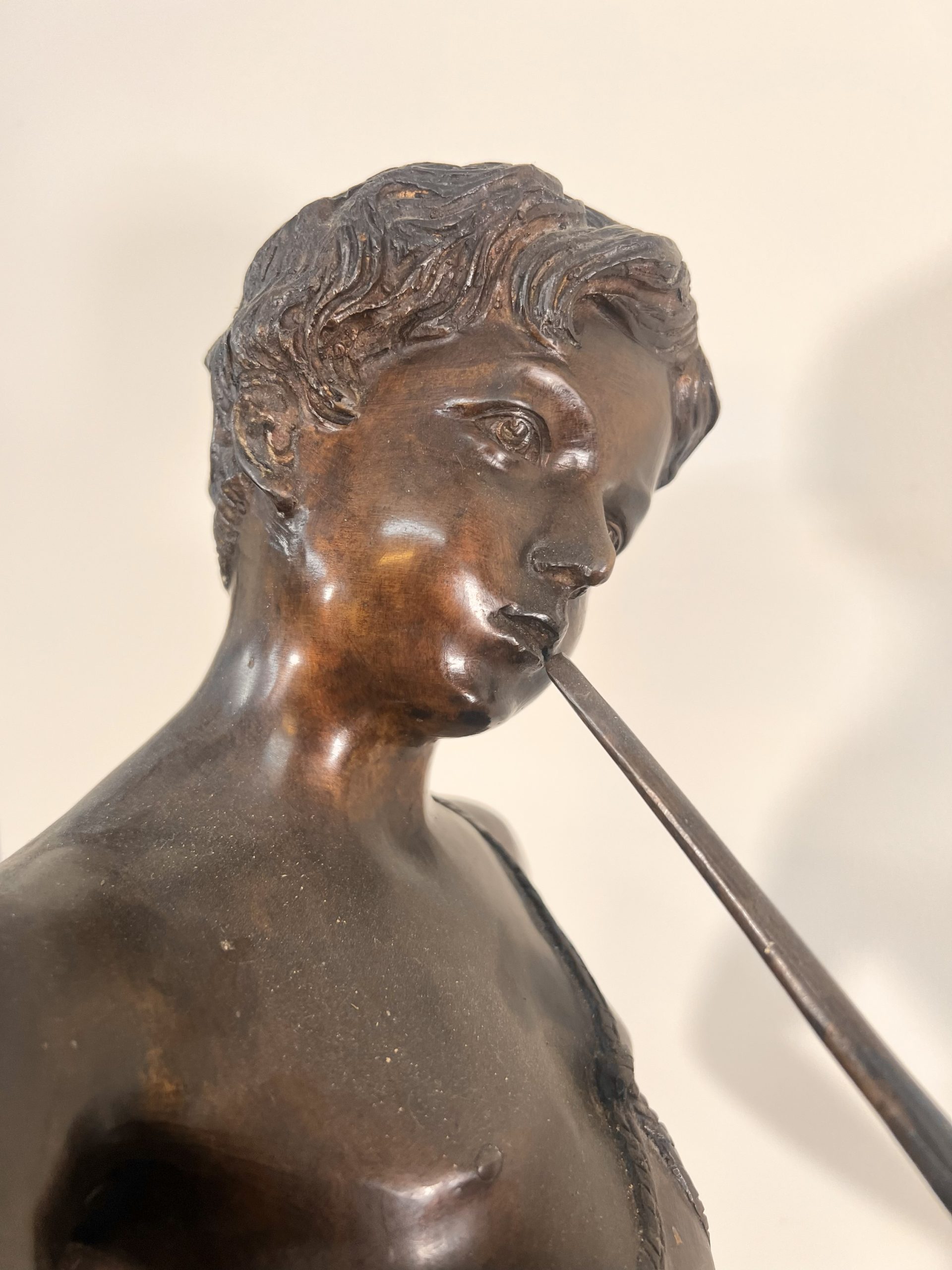 A Large Bronze Sculpture "Boy Playing The Flute" After The Work Of Sculpture Auguste Moreau (French, 1834-1917) - Image 4