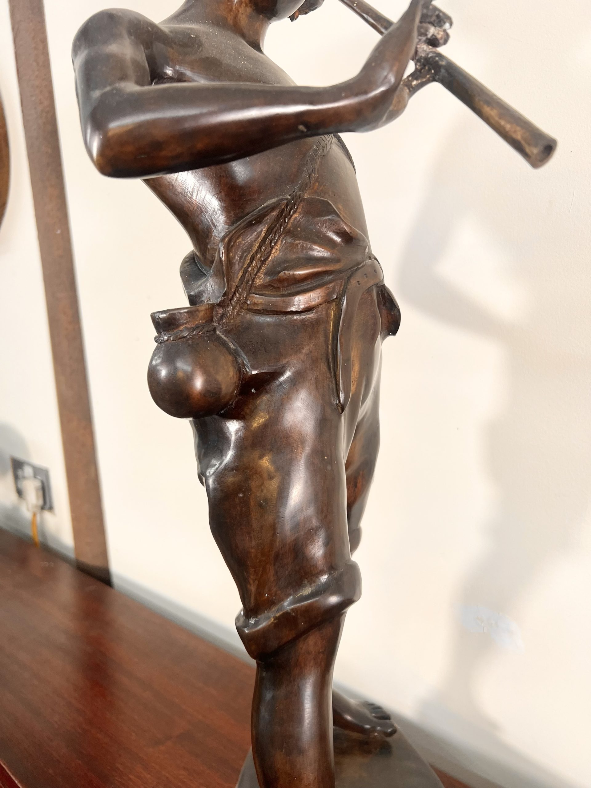 A Large Bronze Sculpture "Boy Playing The Flute" After The Work Of Sculpture Auguste Moreau (French, 1834-1917) - Image 9