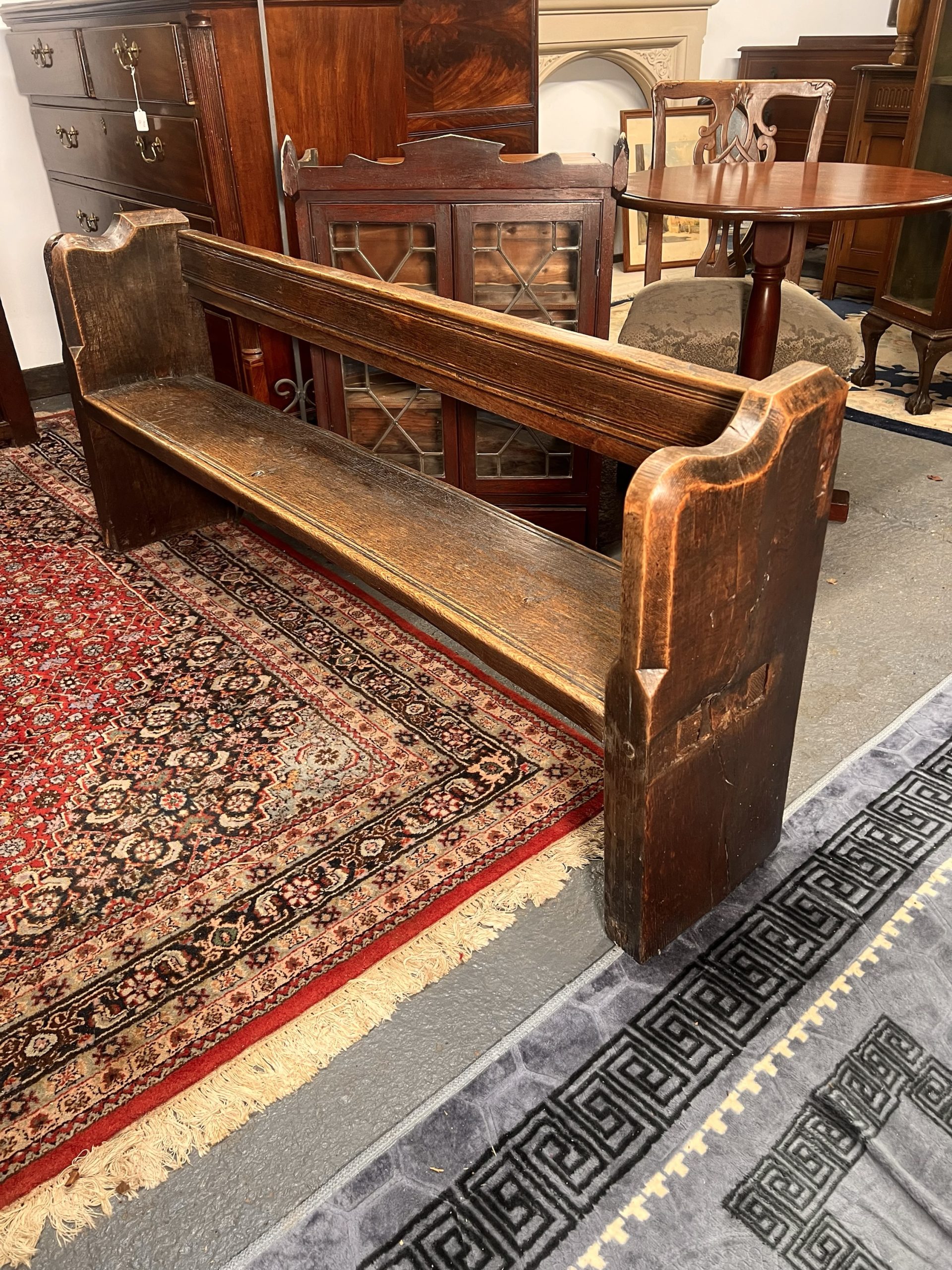 An Edwardian Solid Oak Pew Bench With Amazing Patina