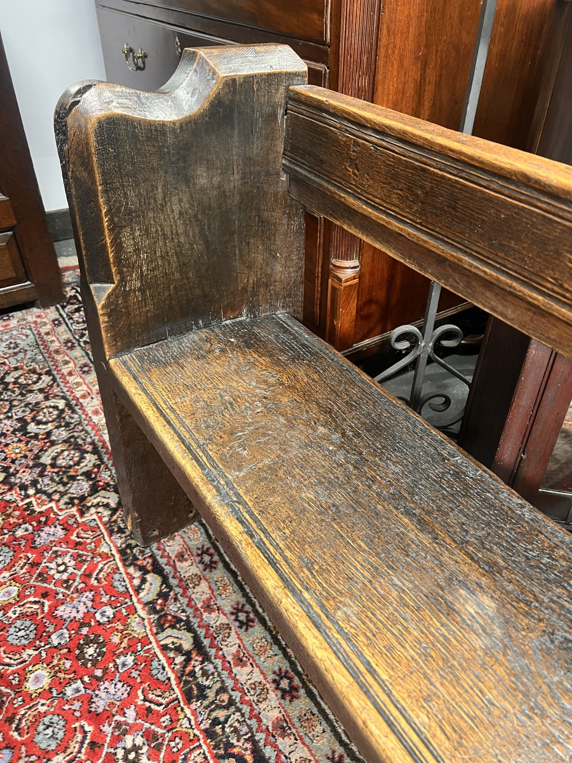 An Edwardian Solid Oak Pew Bench With Amazing Patina - Image 2