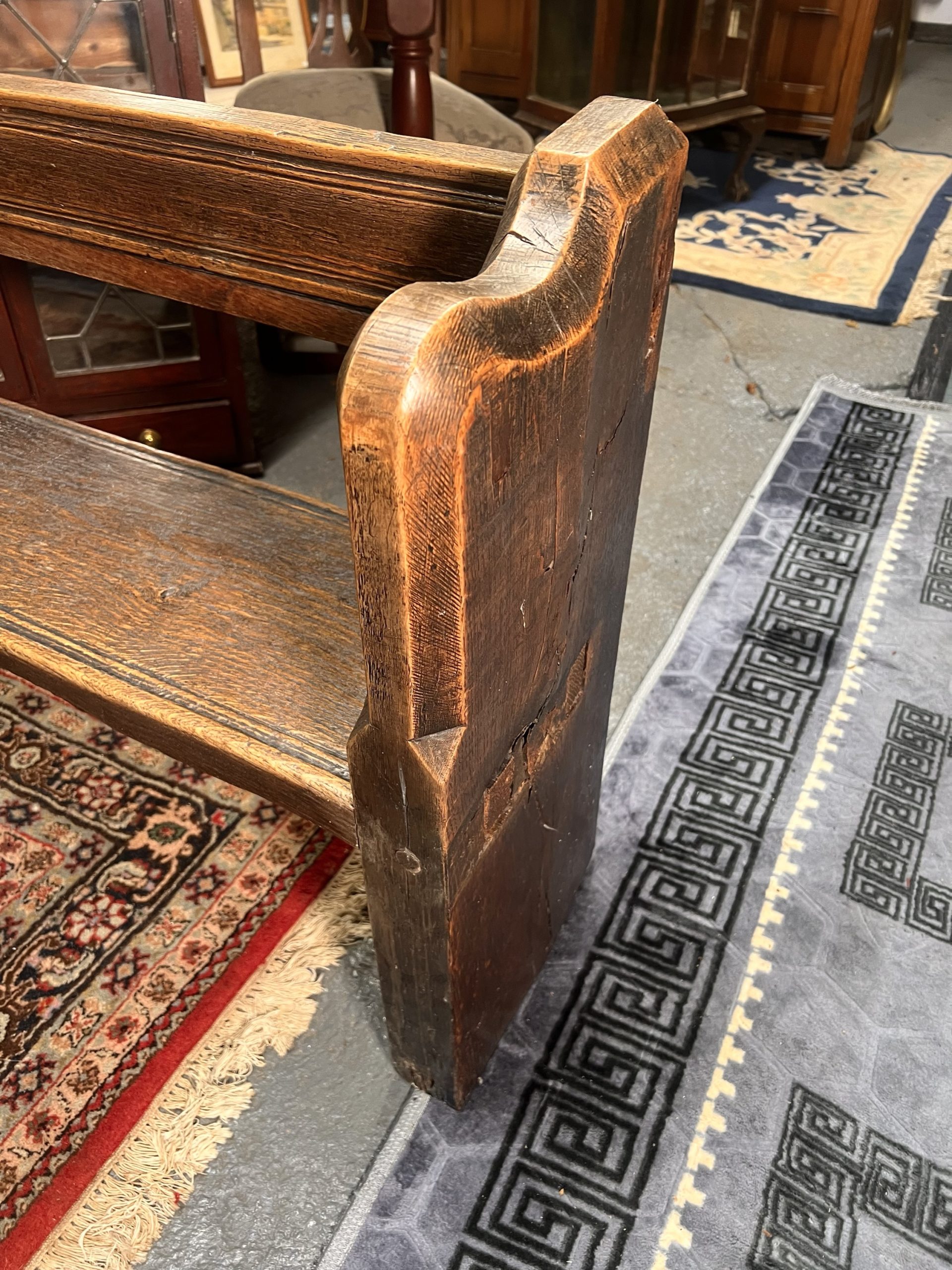 An Edwardian Solid Oak Pew Bench With Amazing Patina - Image 3