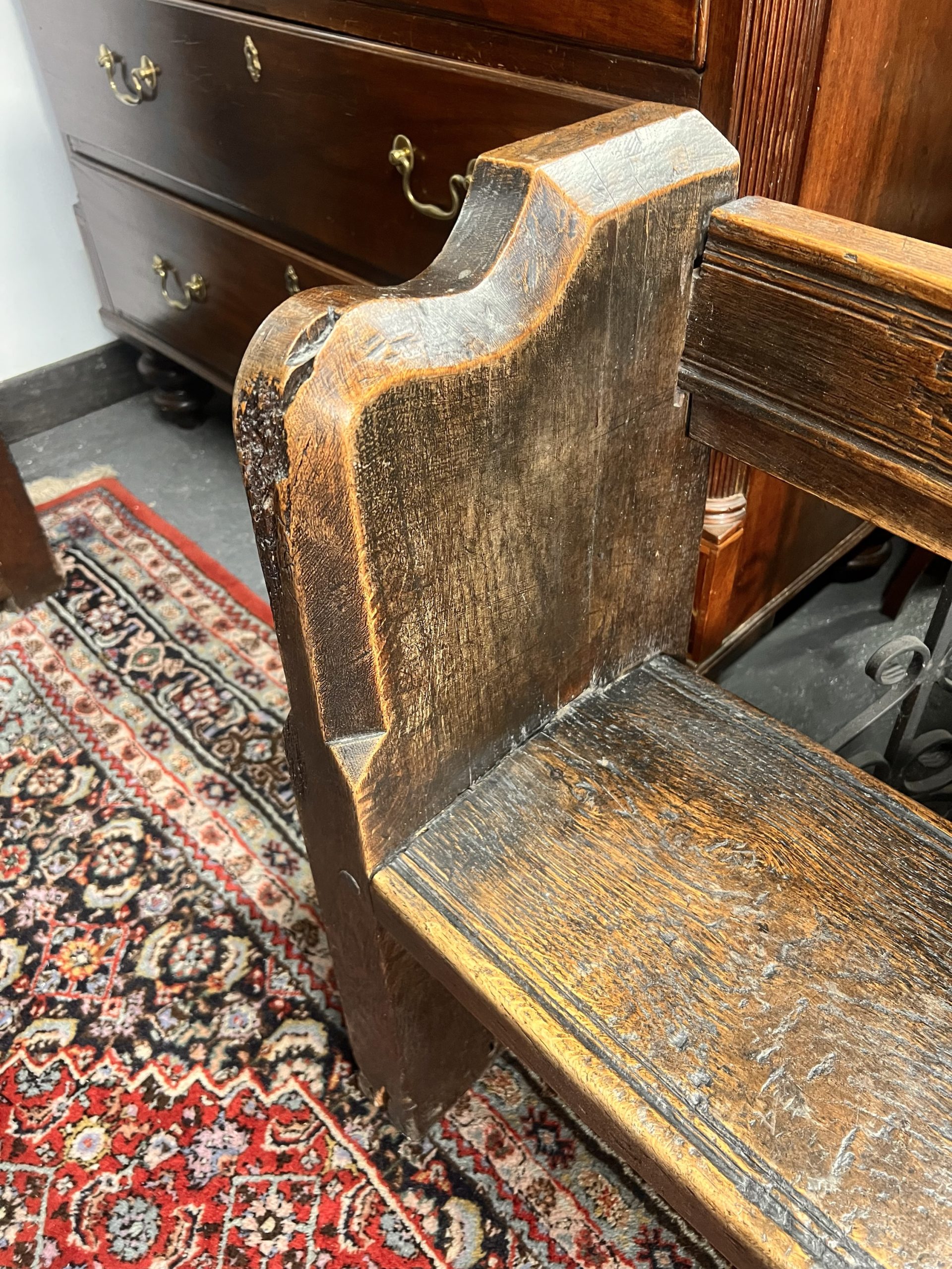 An Edwardian Solid Oak Pew Bench With Amazing Patina - Image 5