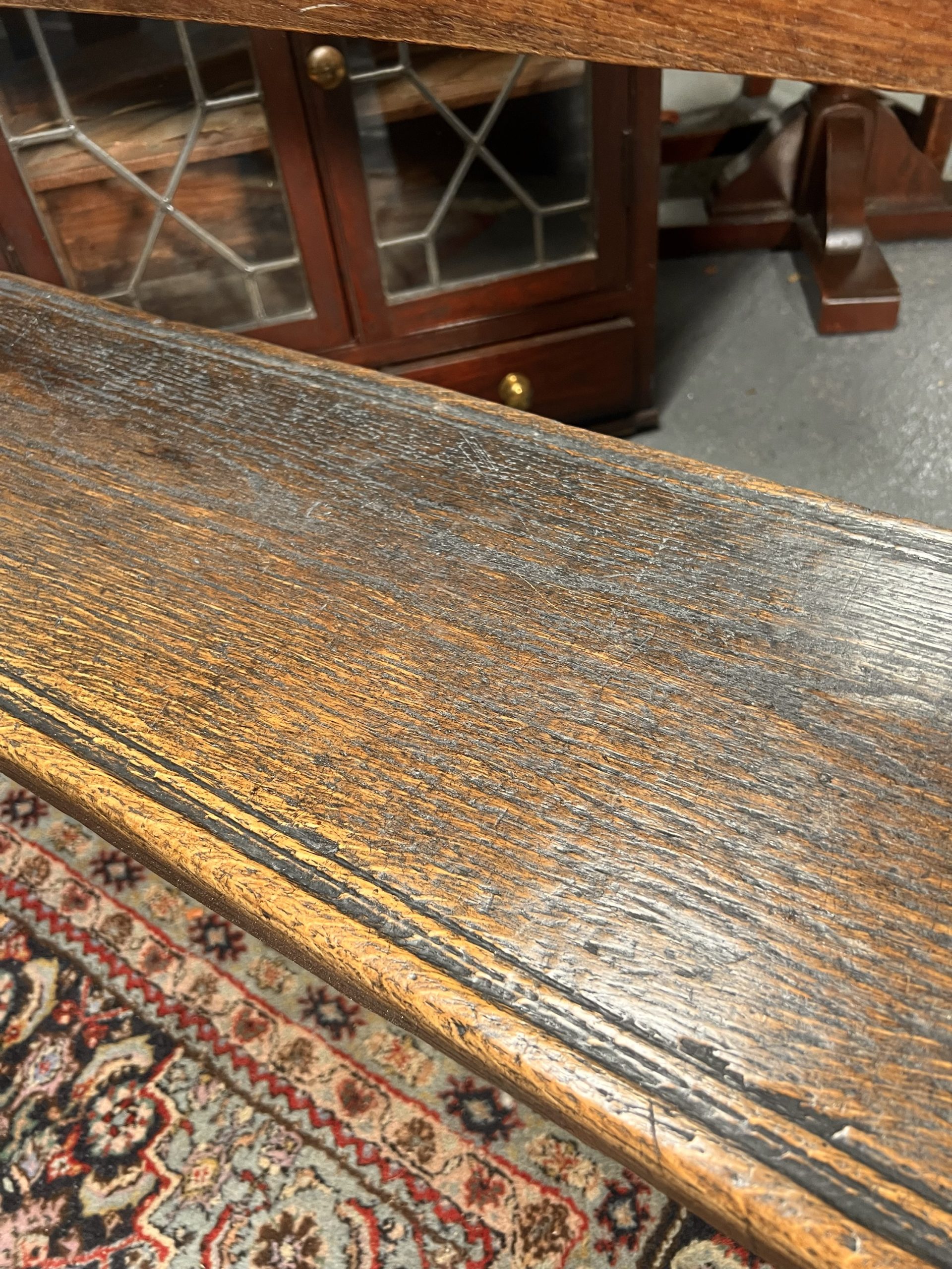 An Edwardian Solid Oak Pew Bench With Amazing Patina - Image 8