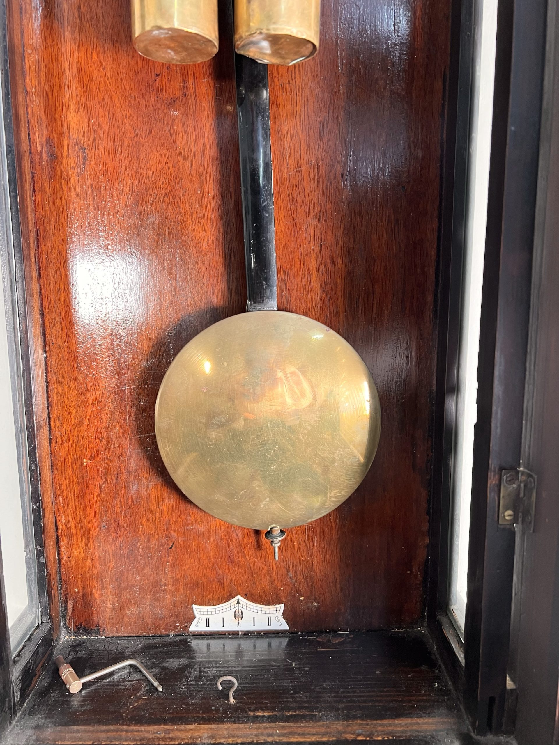 Antique Flame Mahogany Wood Double Weight Vienna Regulator Wall Clock by Gustav Becker - Image 4