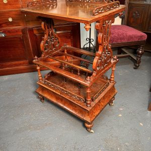 Victorian Burr-Walnut Canterbury Whatnot c.1860 – Exceptional Quality
