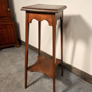 Antique Liberty Style Plant Stand / Jardiniere – Tall Oak Table – C1910