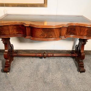 Antique Leather Topped Flame Mahogany Writing Table – Circa 1820
