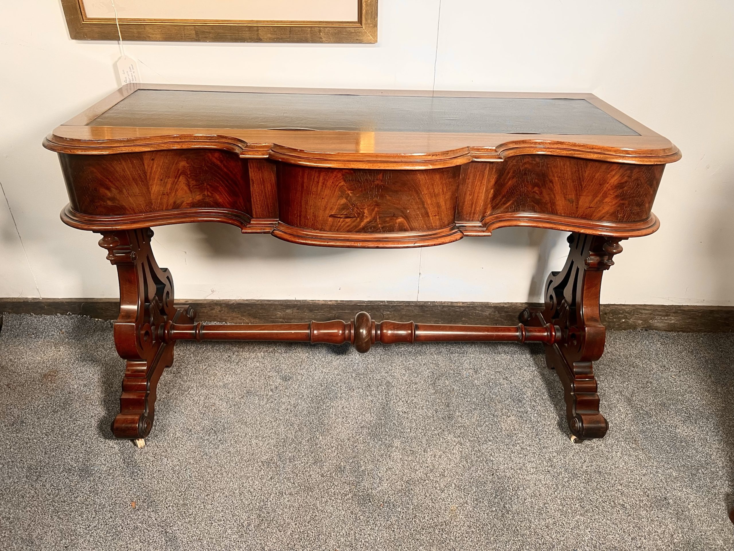 Antique Leather Topped Flame Mahogany Writing Table – Circa 1820
