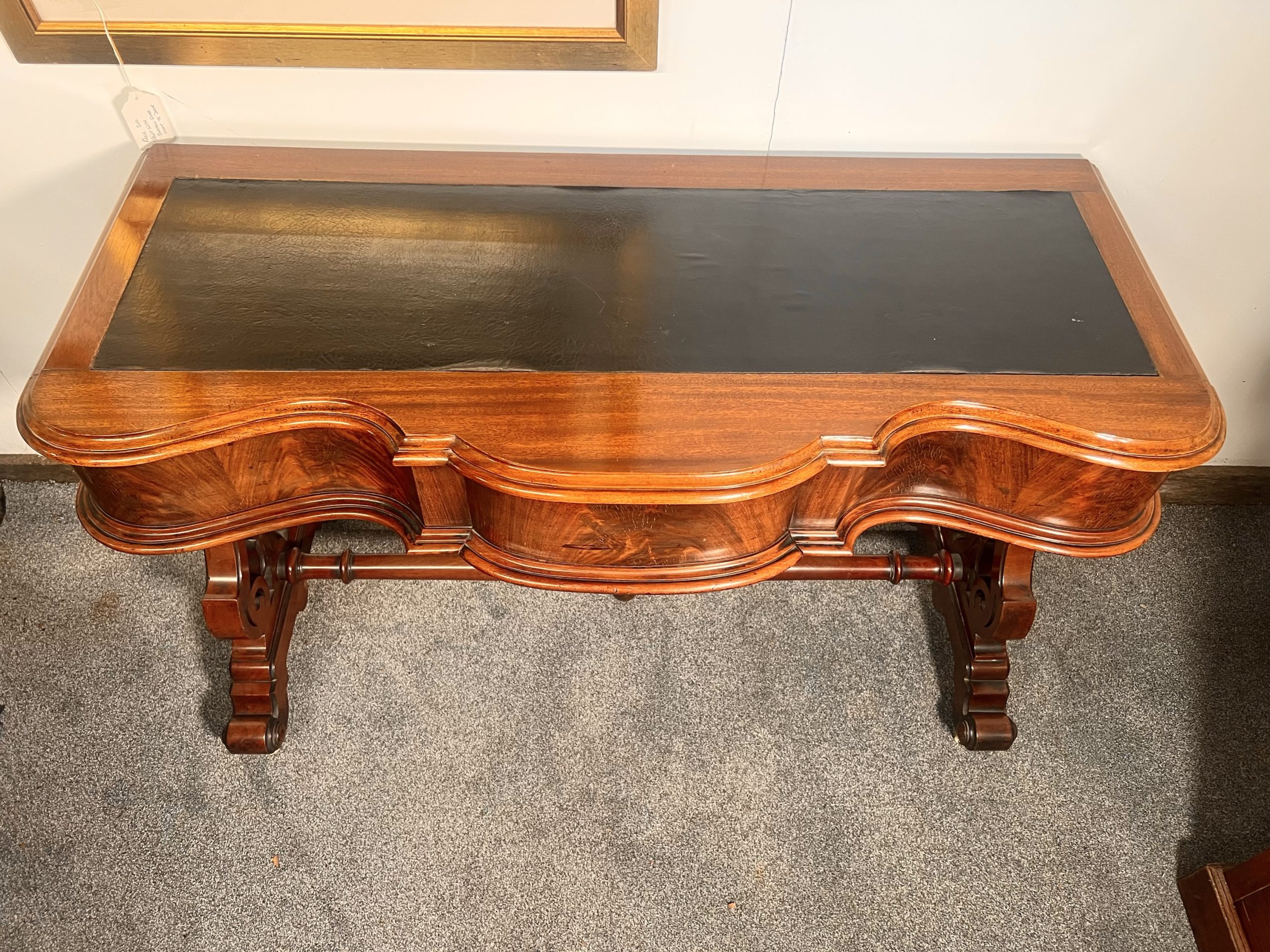 Antique Leather Topped Flame Mahogany Writing Table – Circa 1820 - Image 3