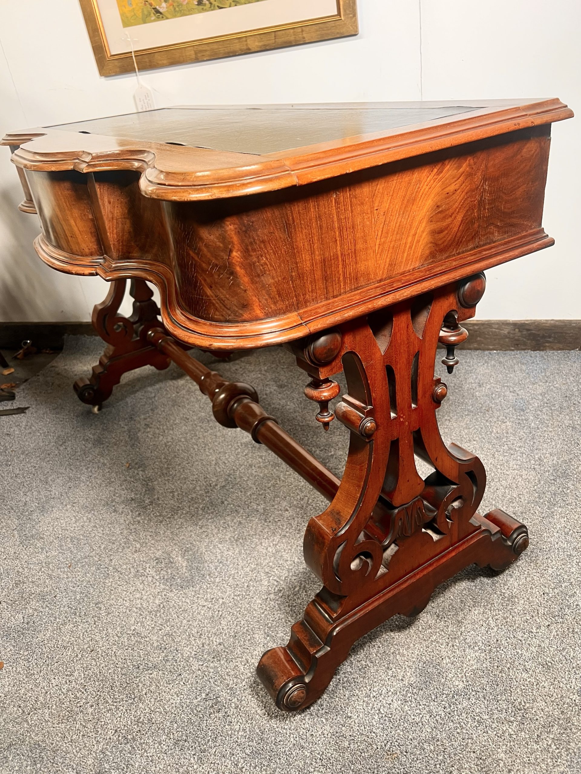 Antique Leather Topped Flame Mahogany Writing Table – Circa 1820 - Image 4