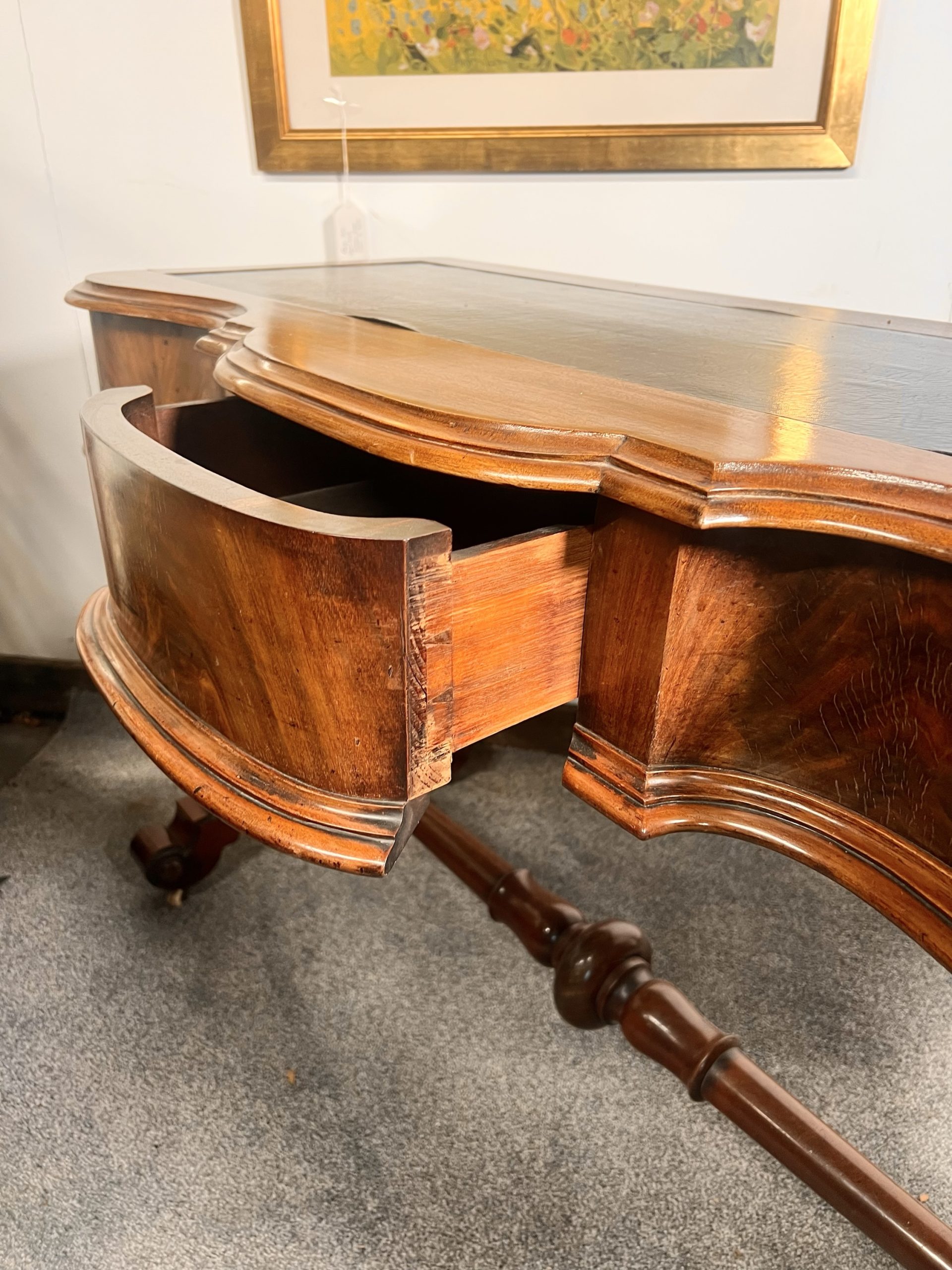 Antique Leather Topped Flame Mahogany Writing Table – Circa 1820 - Image 5