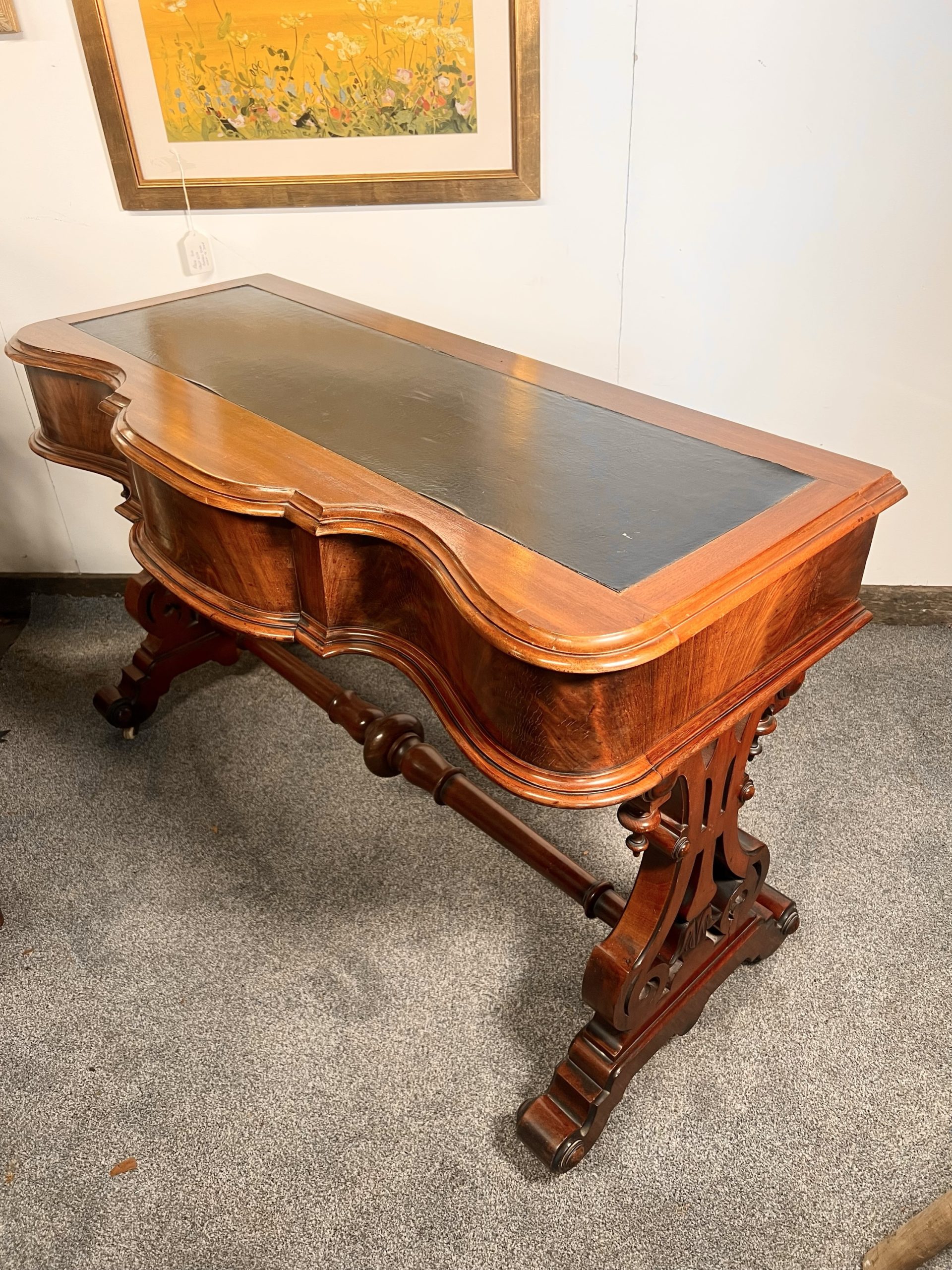 Antique Leather Topped Flame Mahogany Writing Table – Circa 1820 - Image 7