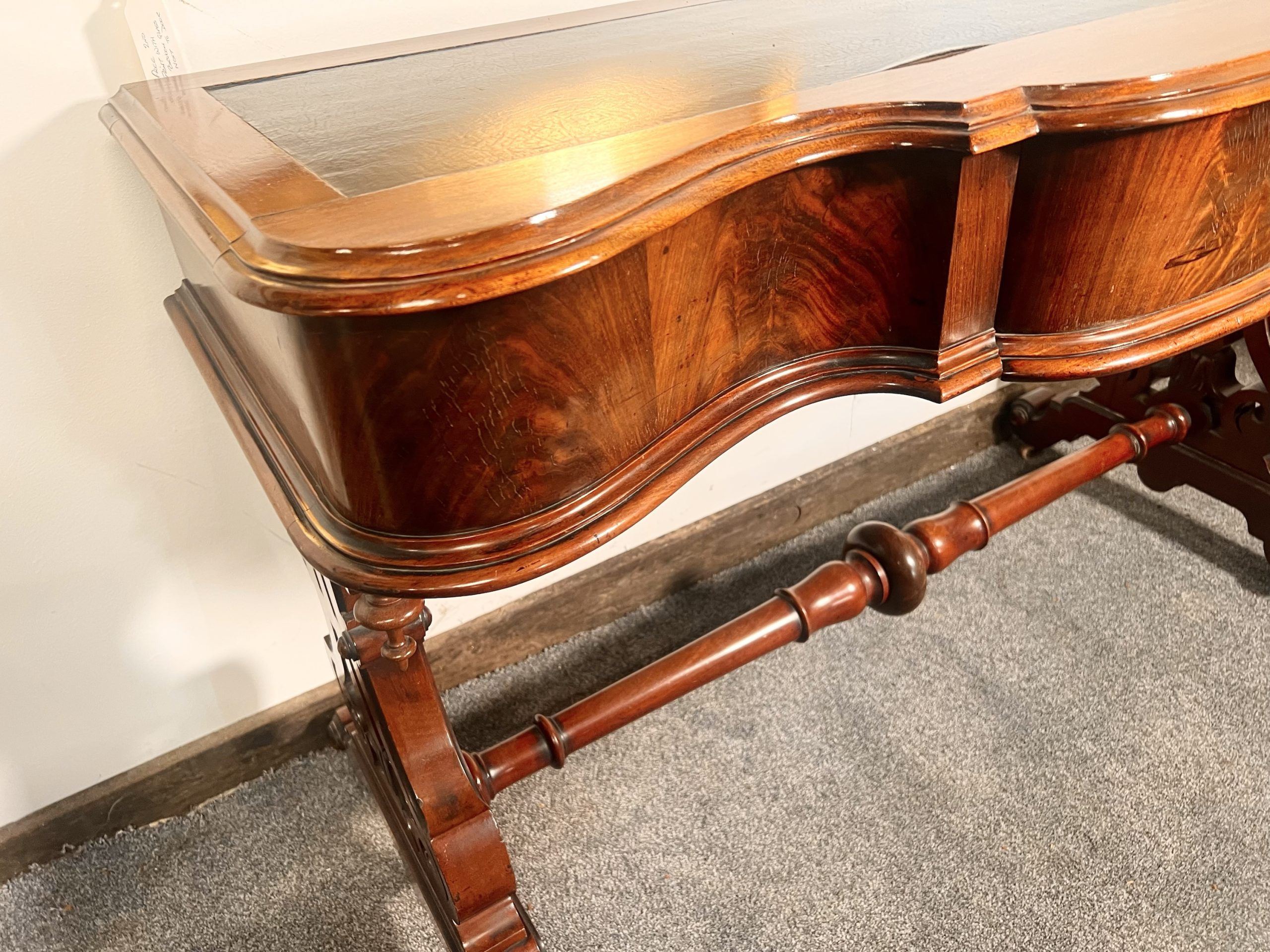Antique Leather Topped Flame Mahogany Writing Table – Circa 1820 - Image 8