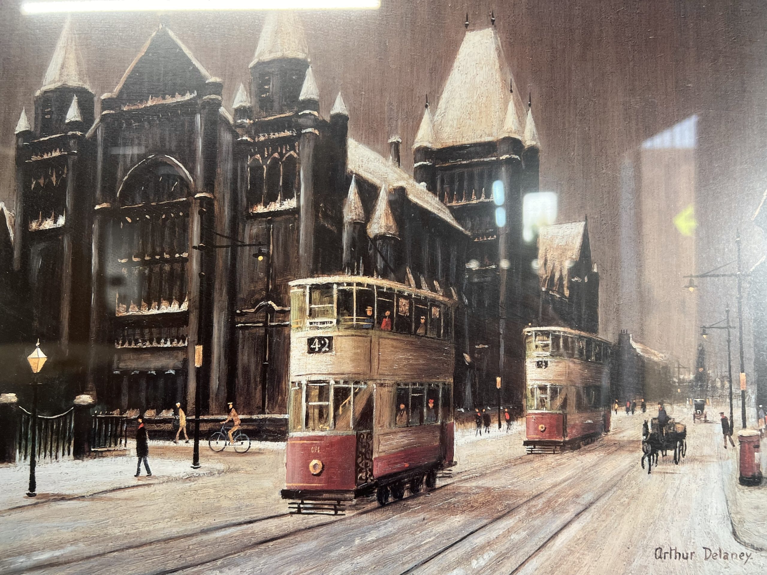 Arthur Delaney – Crown Courts, Minshull Street, Manchester With Trams In The Snow - Image 2