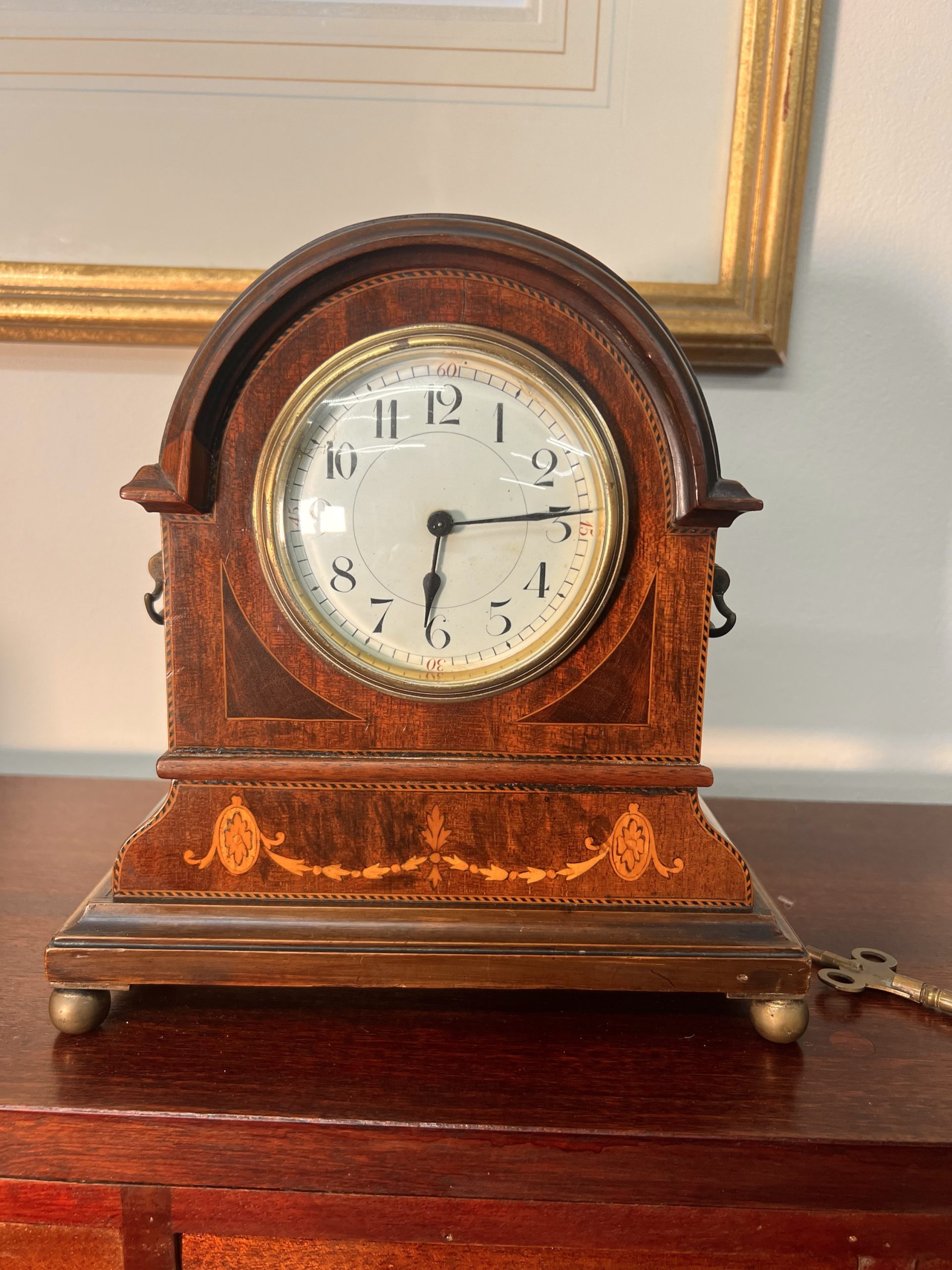 Edwardian Mantle Clock With Amazing Inlay Work