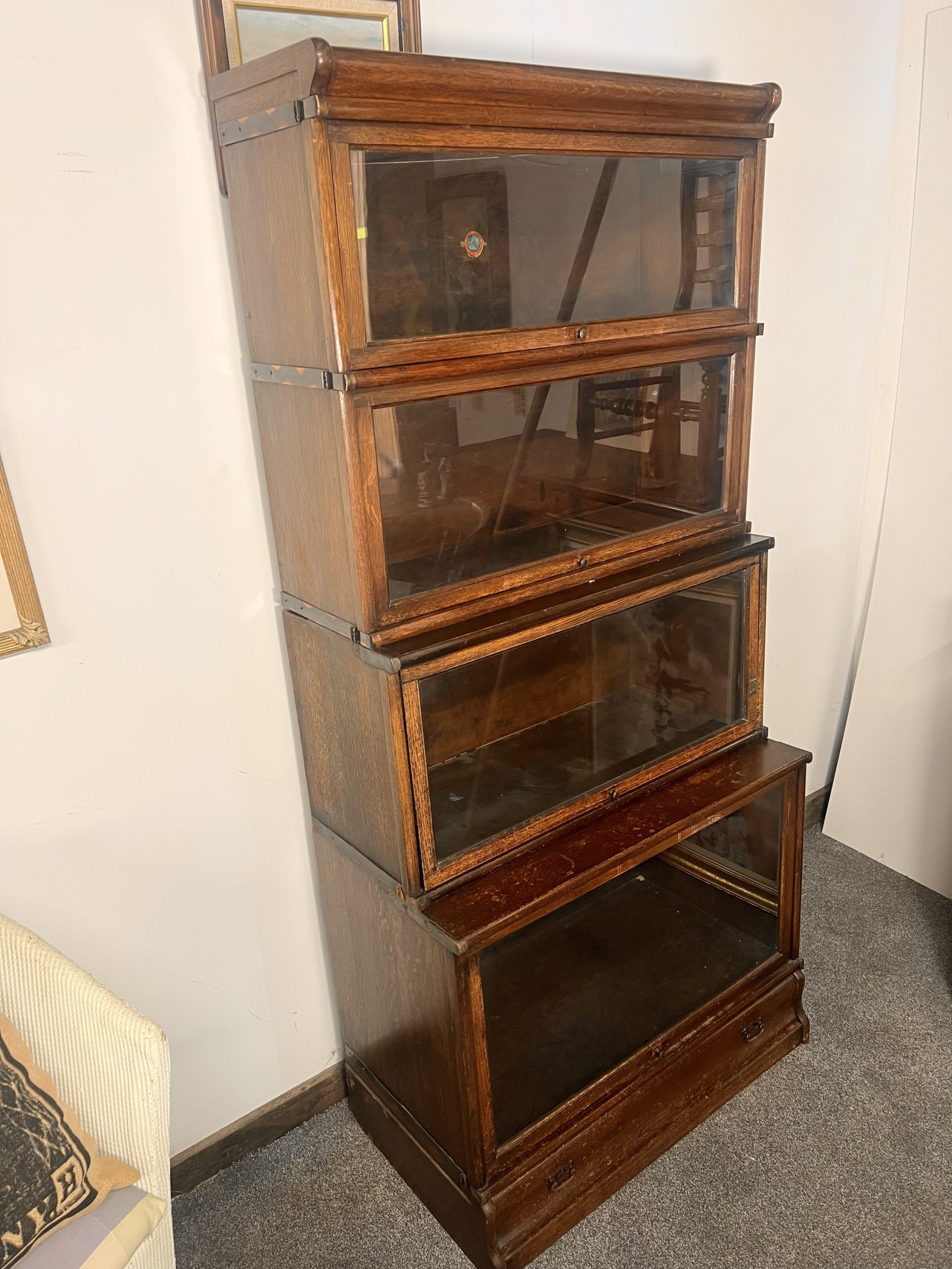 A Globe Wernicke Oak Bookcase – Four Elements with Drawer - Image 3