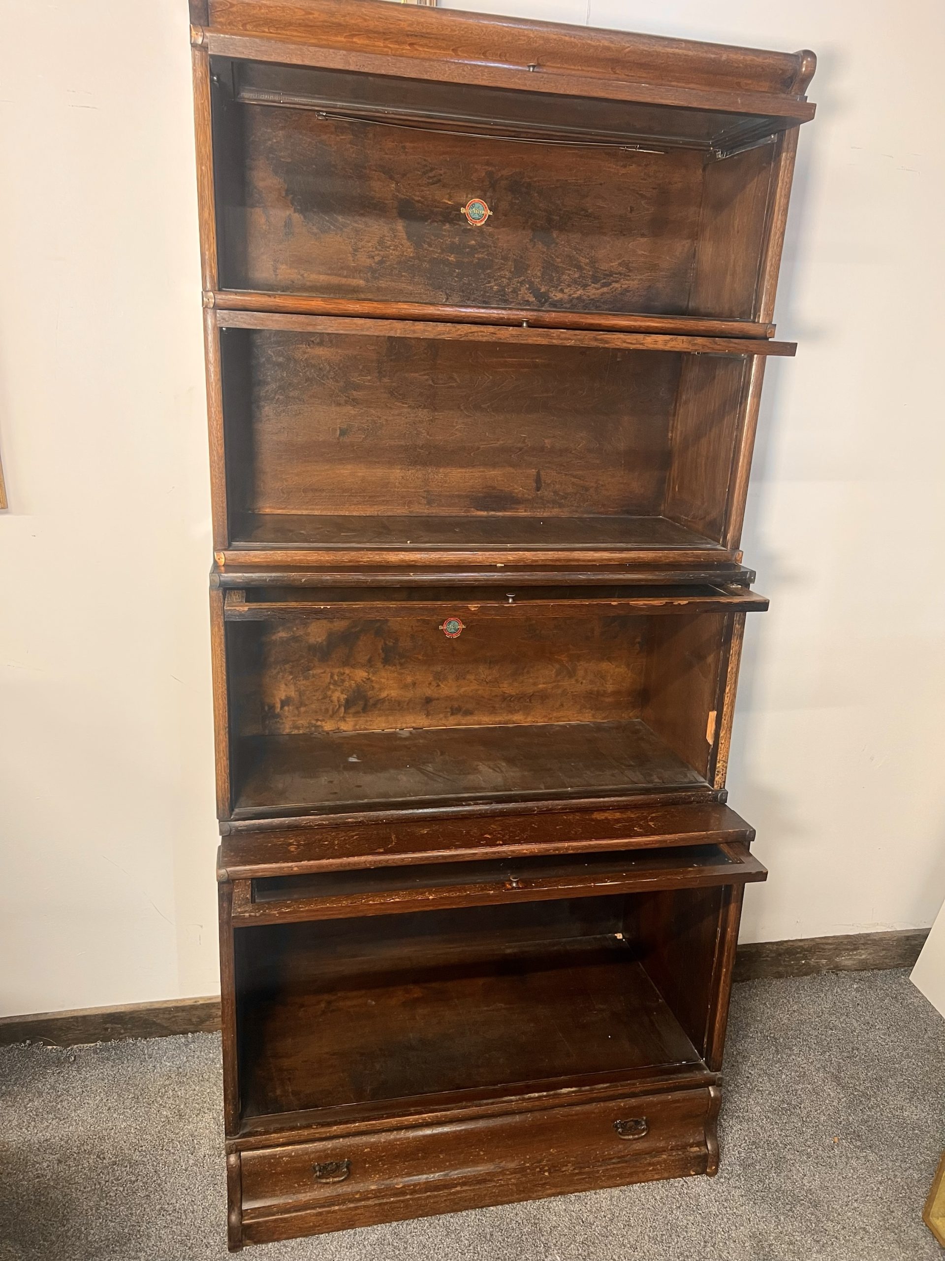 A Globe Wernicke Oak Bookcase – Four Elements with Drawer - Image 4