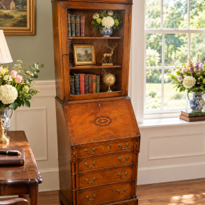 An Impressive George III Style Inlaid Mahogany Bureau Bookcase