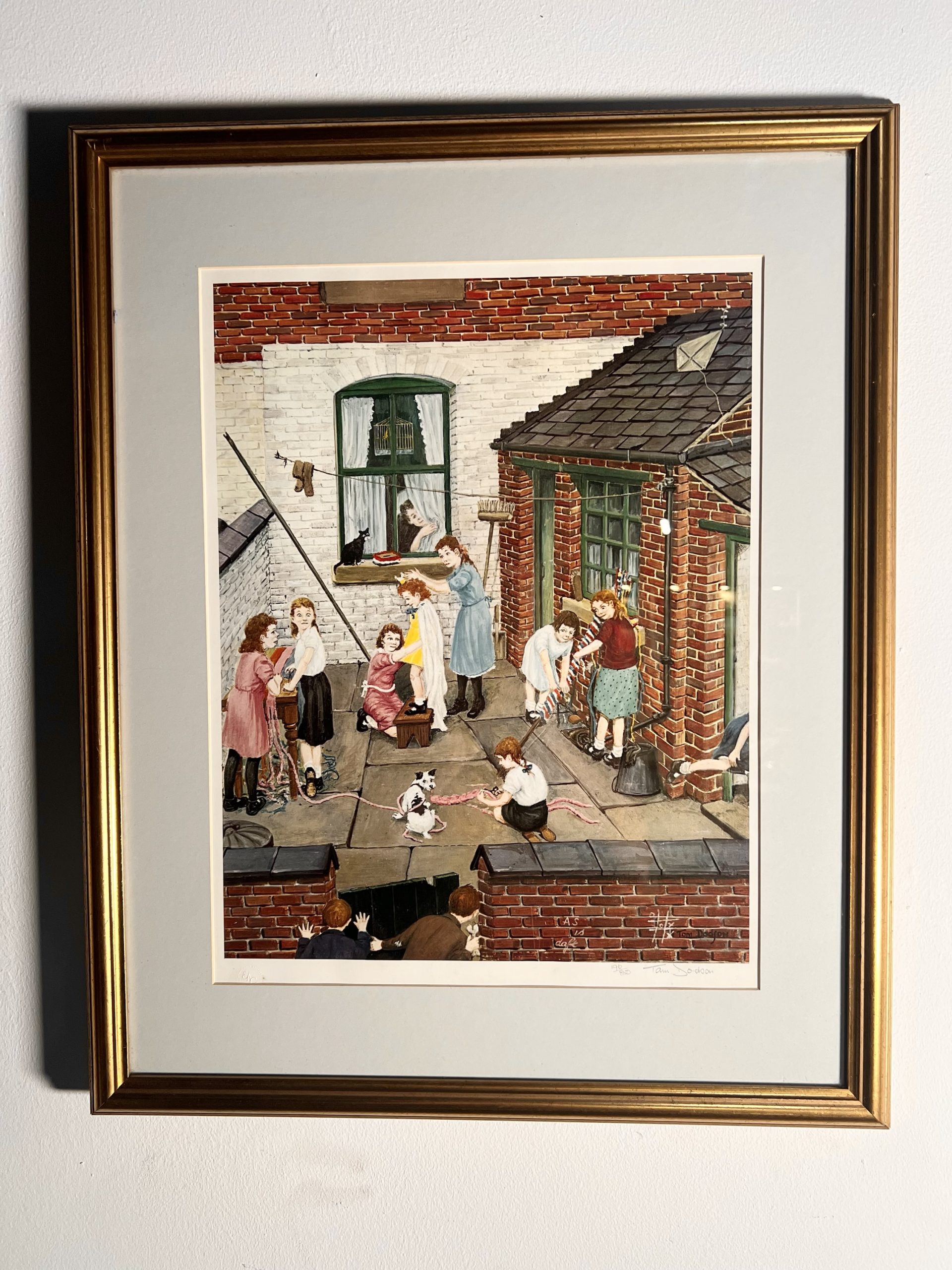 Tom Dodgson (1910–1991) Pencil Signed Original – "Back Yard Scene" With Studio Gallery Embossed Stamp - Image 2