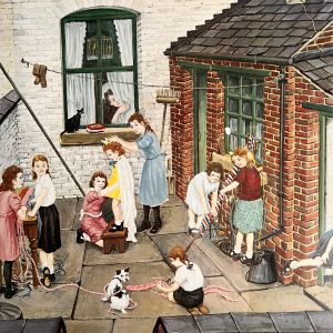 Tom Dodgson (1910–1991) Pencil Signed Original – "Back Yard Scene" With Studio Gallery Embossed Stamp