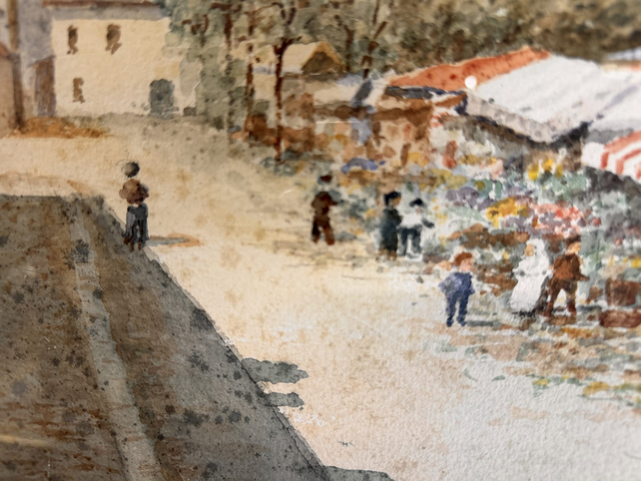Charming French Street Market Watercolour – Signed & Dated 1963 - Image 4