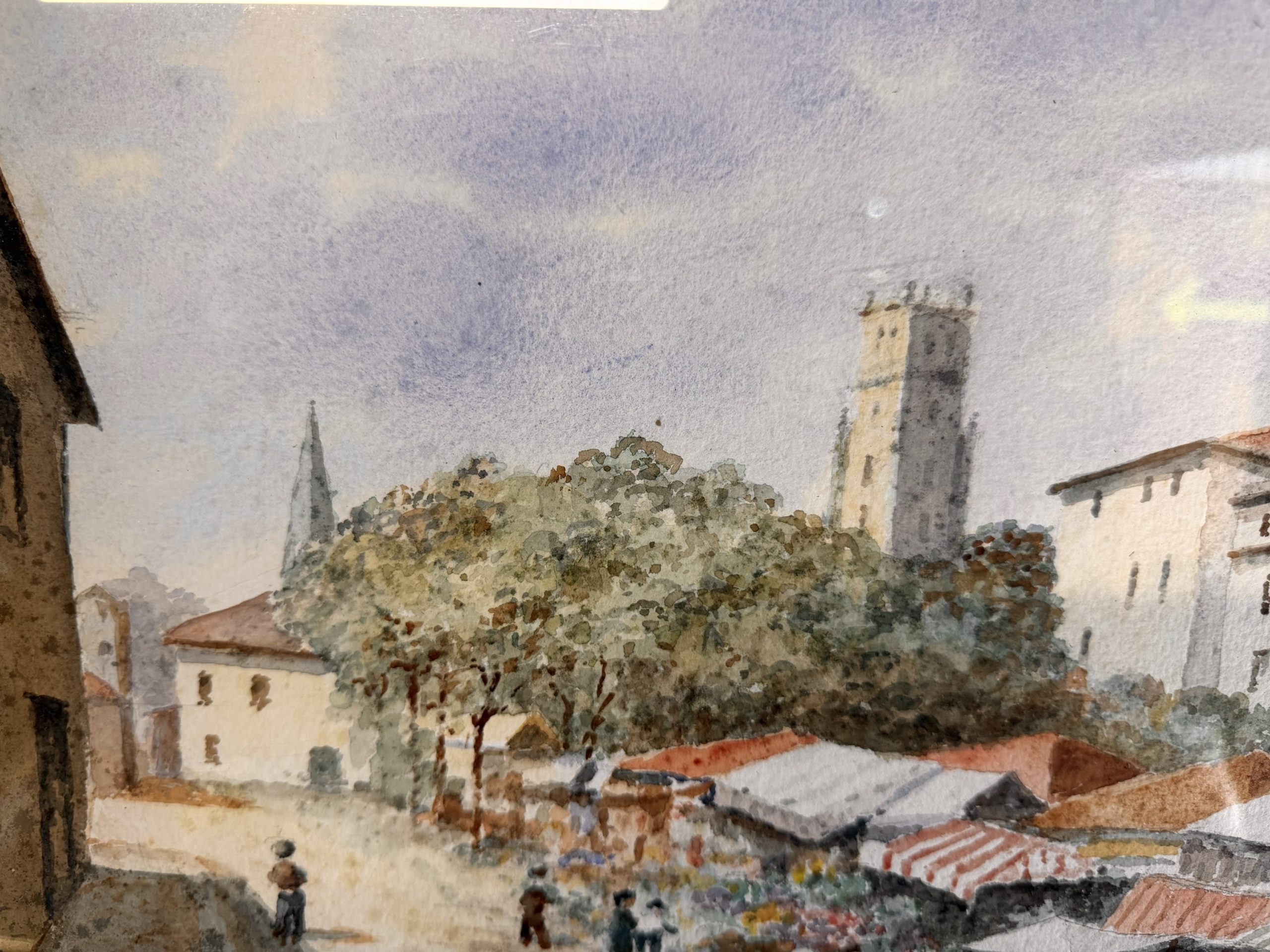 Charming French Street Market Watercolour – Signed & Dated 1963 - Image 5