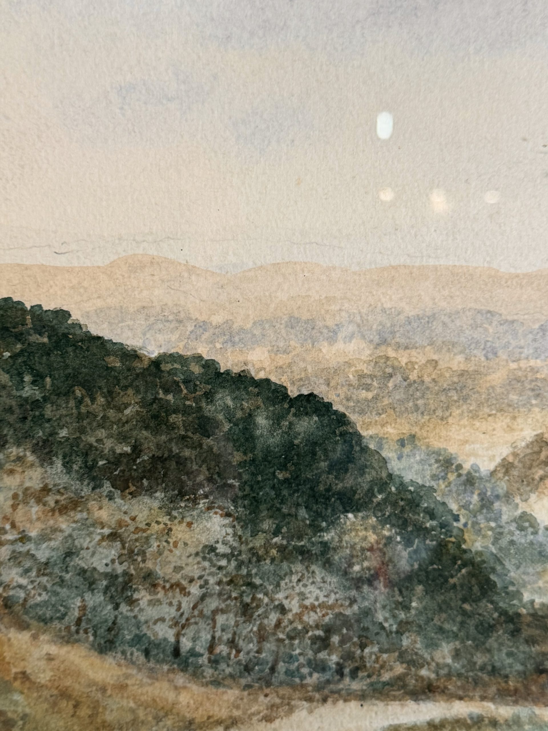 Original Signed Watercolour – Trees & Mountains Landscape Dated 1963 - Image 3