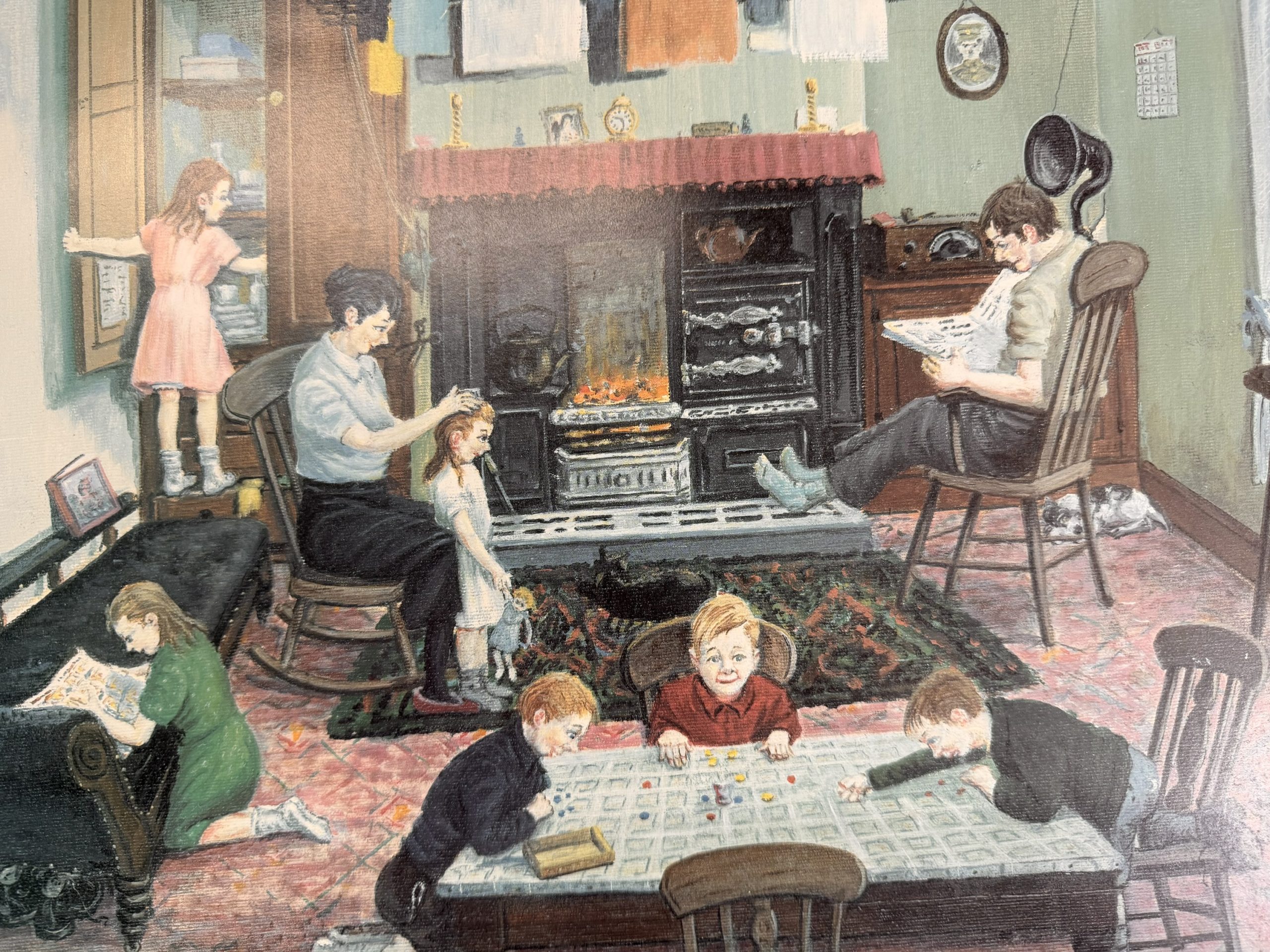 Tom Dodgson (1910–1991) – "Evening at Home" – Original Pencil Signed Print with Studio Arts Gallery Embossed Stamp