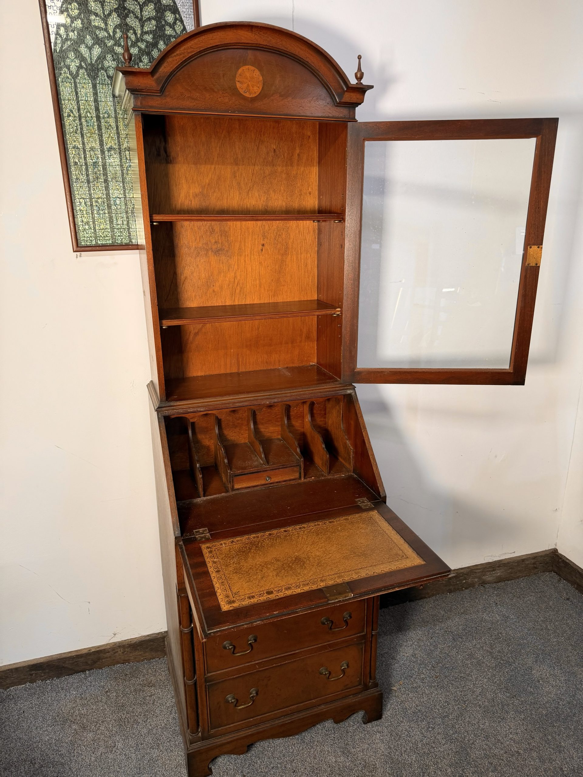 An Impressive George III Style Inlaid Mahogany Bureau Bookcase - Image 3