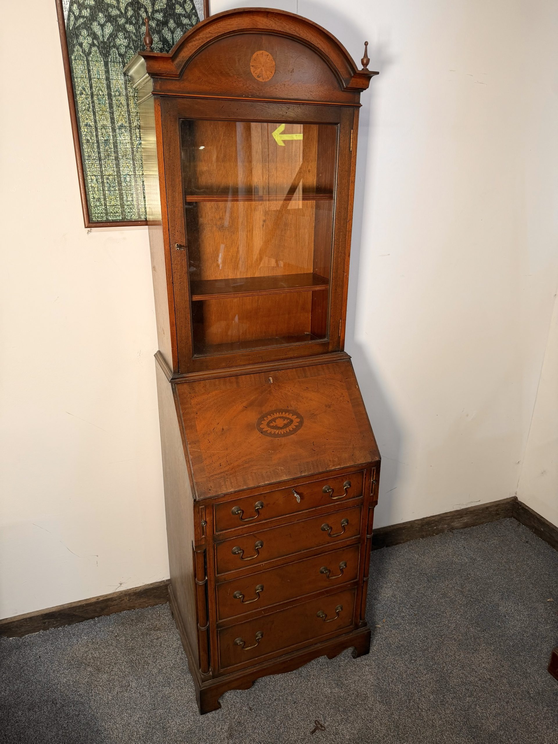 An Impressive George III Style Inlaid Mahogany Bureau Bookcase