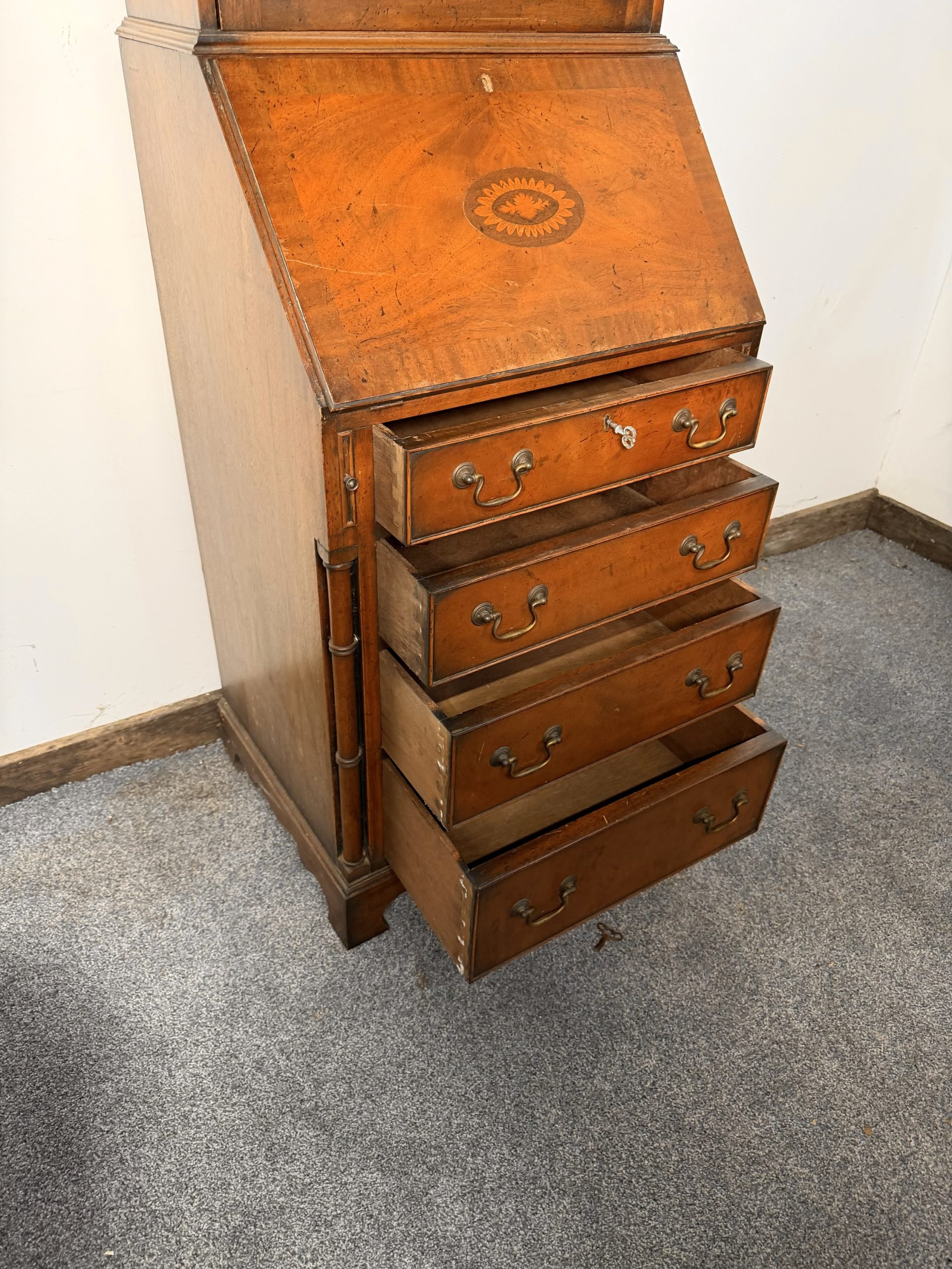 An Impressive George III Style Inlaid Mahogany Bureau Bookcase - Image 7