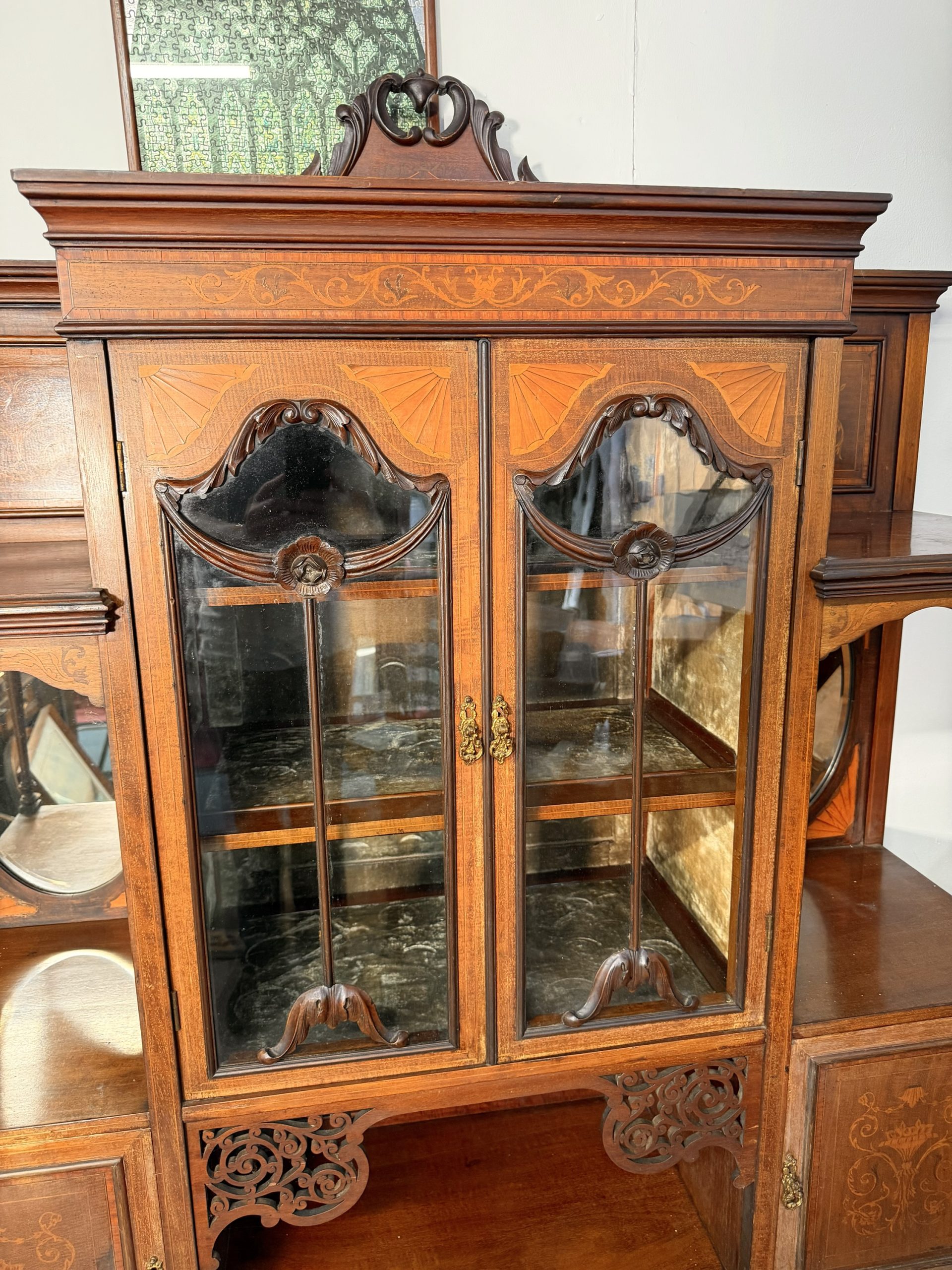 Outstanding Quality Antique Victorian Mahogany & Satinwood Inlaid Display Cabinet – Circa 1880 - Image 3