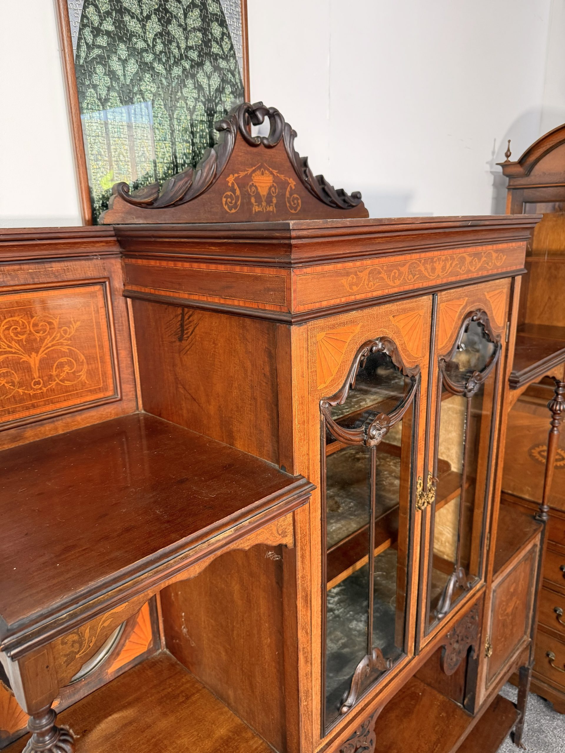Outstanding Quality Antique Victorian Mahogany & Satinwood Inlaid Display Cabinet – Circa 1880 - Image 5