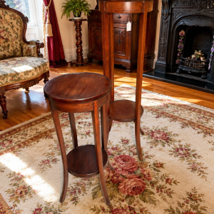 Two Edwardian Period Mahogany Circular Two-Tier Plant Stands