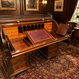 Magnificent 19th Century Hobbs & Co. London Mahogany Roll-Top Cylinder Bureau