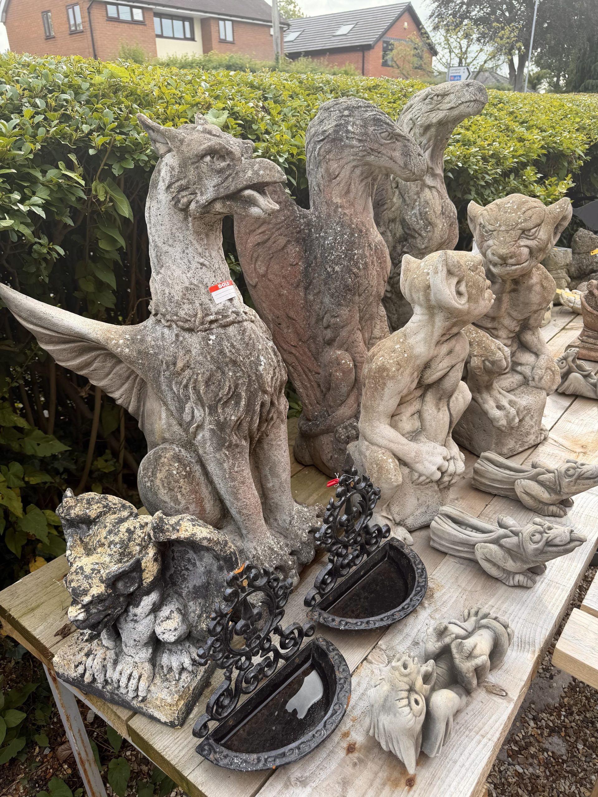 Selection of Sitting & Wall-Hanging Gargoyle Stone Garden Ornaments - Image 2