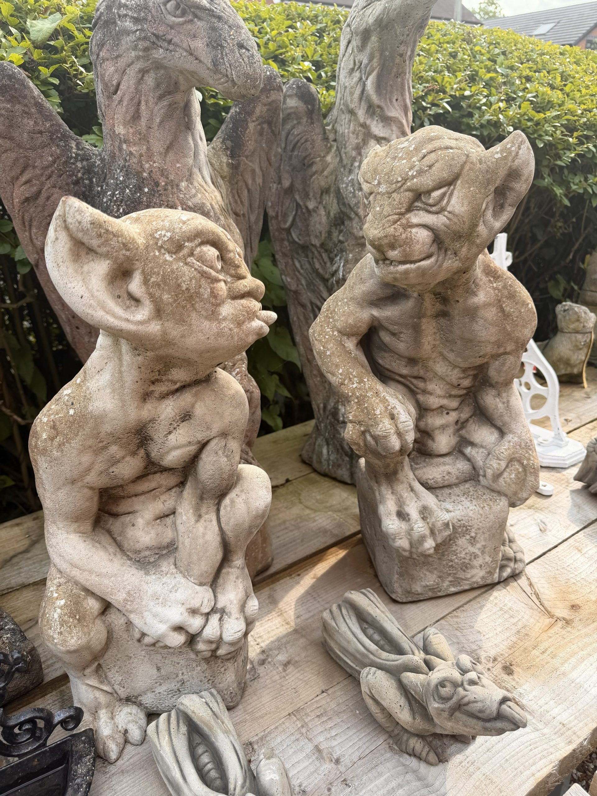 Selection of Sitting & Wall-Hanging Gargoyle Stone Garden Ornaments - Image 3