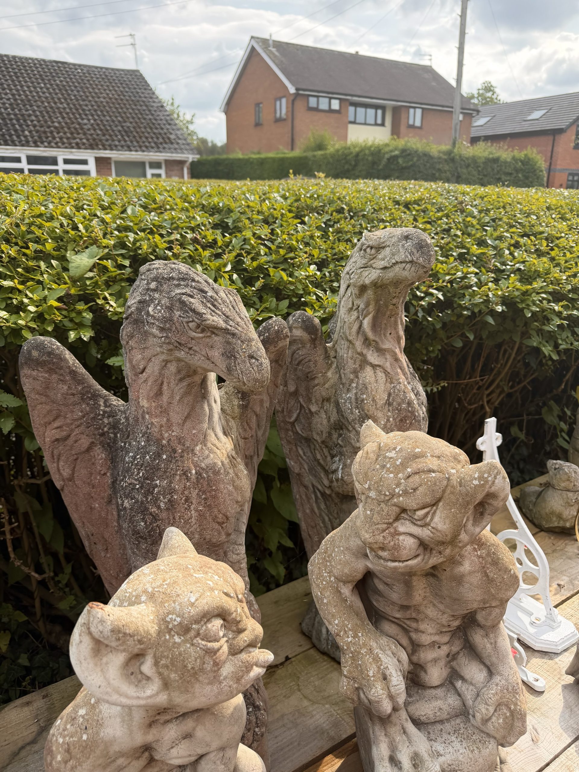 Selection of Sitting & Wall-Hanging Gargoyle Stone Garden Ornaments - Image 4