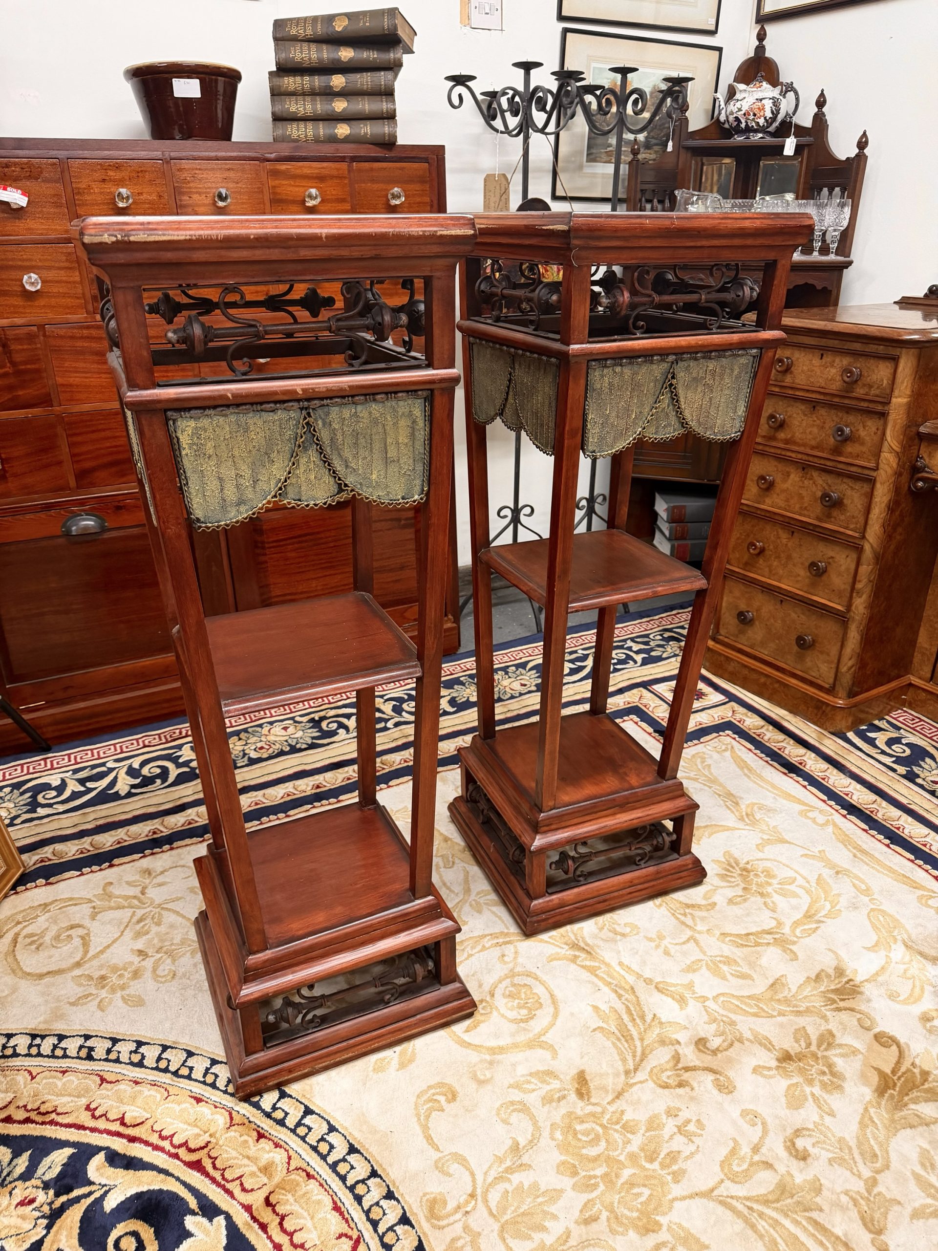 Stunning Pair of Late 19th Century Antique Hardwood Jardinière / Plant Stands