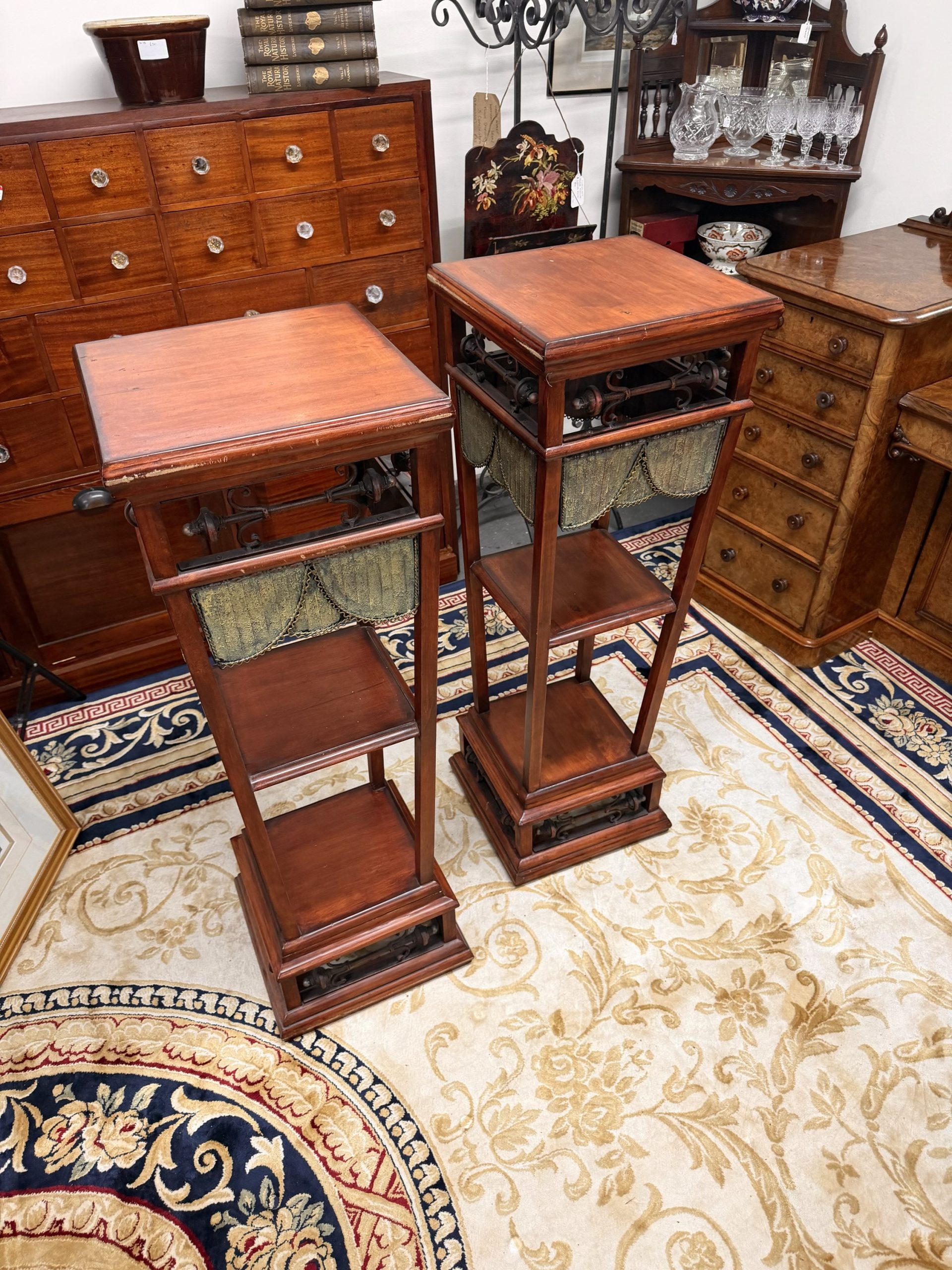 Stunning Pair of Late 19th Century Antique Hardwood Jardinière / Plant Stands - Image 2
