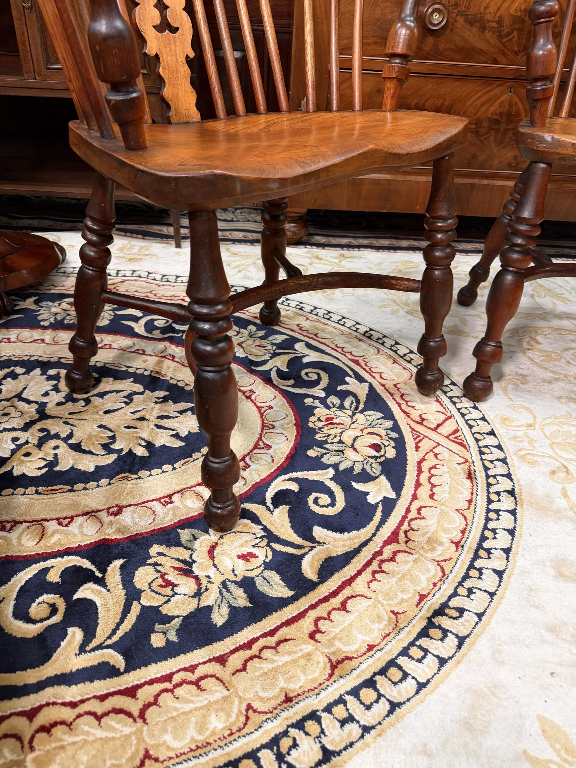 A Stunning Pair of Antique Yew and Elm Spindle-Back Windsor Armchairs - Image 4