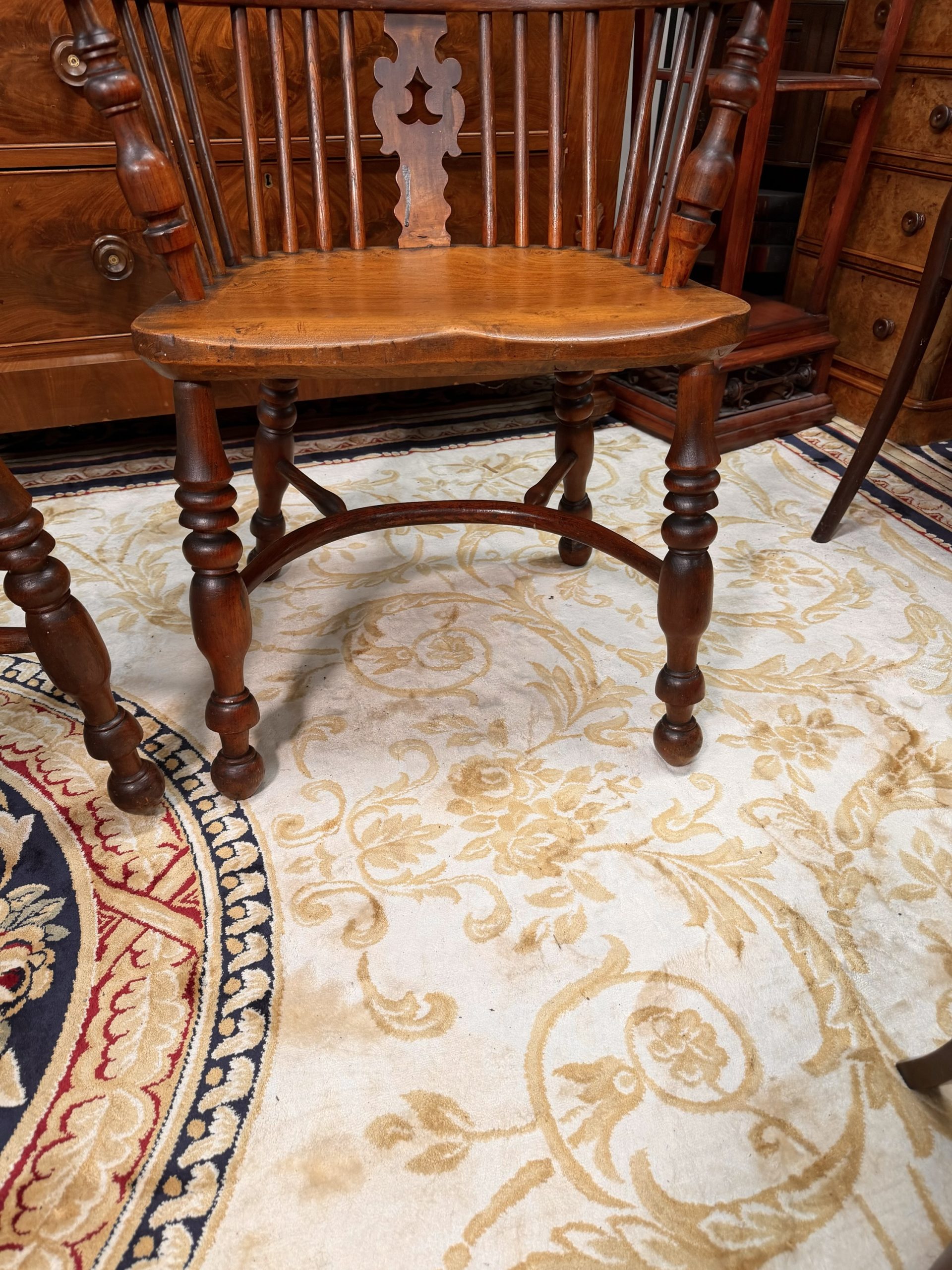 A Stunning Pair of Antique Yew and Elm Spindle-Back Windsor Armchairs - Image 2